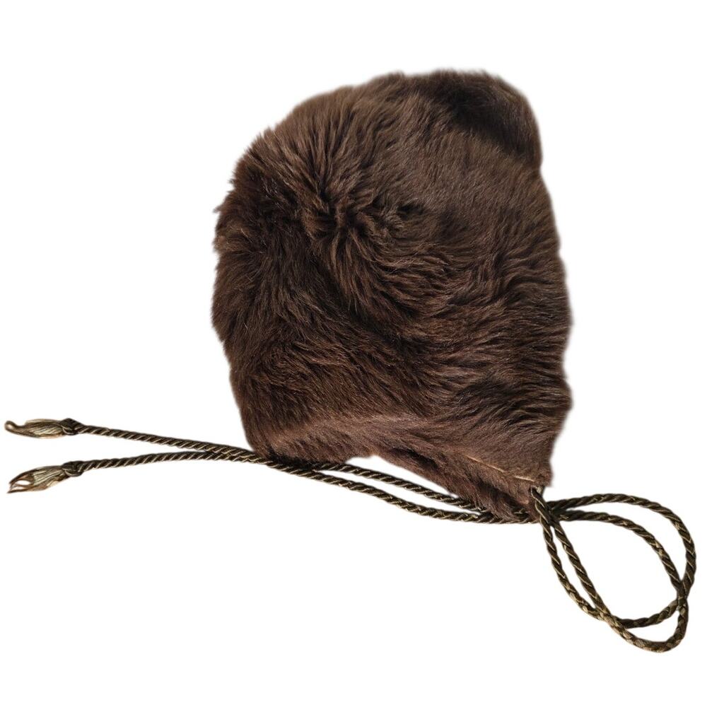 Fur Trapper Hat Cossack Style Brown Tie Chin Strap